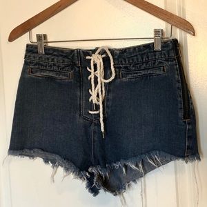 BDG High Waisted Lace Up Denim Shorts 27